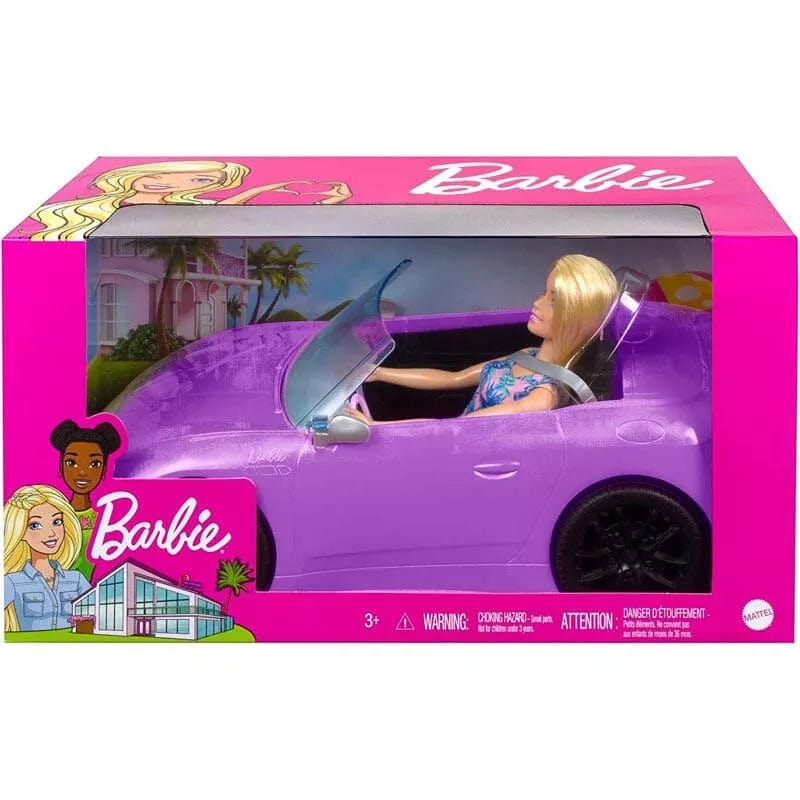 Bambole Barbie con Auto Cabrio, Bambola 30cm con Macchina Viola