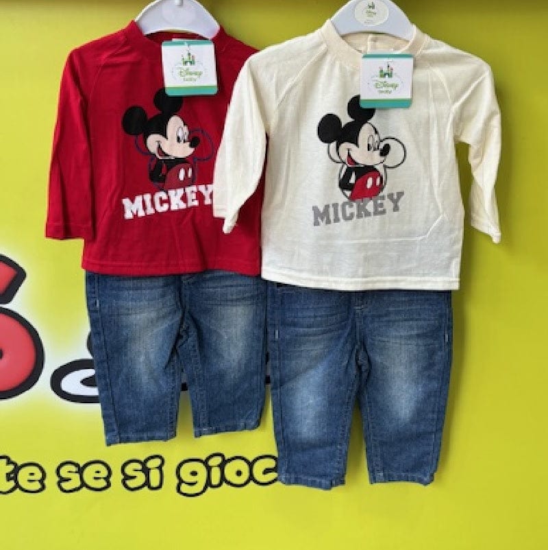 Abbigliamento Disney Mickey Mouse Completo 3 Pezzi- Giubbotto, Maglietta e Jeans