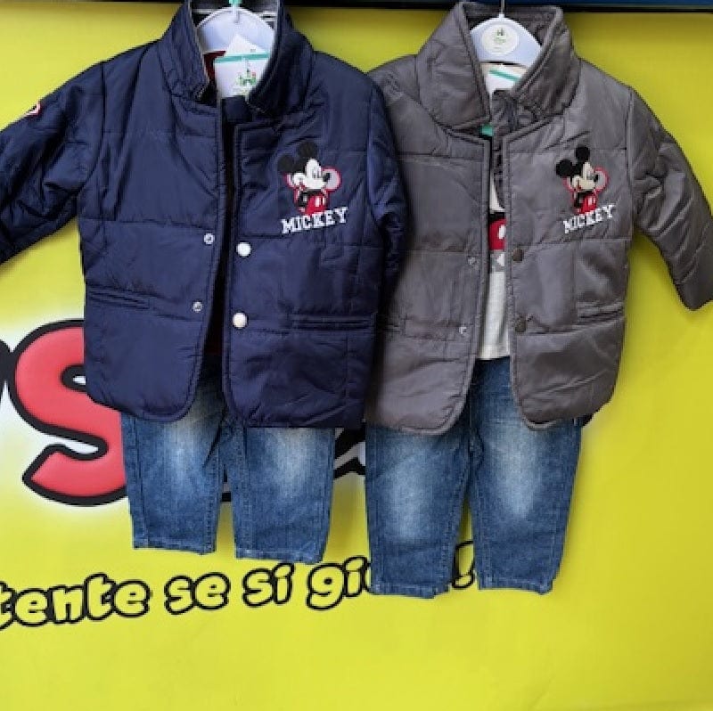 Abbigliamento Disney Mickey Mouse Completo 3 Pezzi- Giubbotto, Maglietta e Jeans